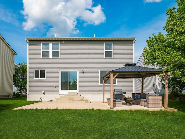 4783 Nieles Edge Dr, Columbus, OH 43232 - back of house with a gazebo, a patio area, an outdoor hangout area, a lawn, and entry steps