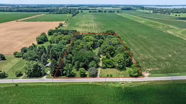 4093 State Route 257, Radnor, OH 43066 - aerial view of sparsely populated area with farmland and property parcel outlined