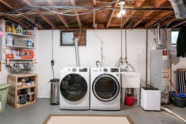 2380 Cranford Rd, Upper Arlington, OH 43221 - laundry area featuring water heater and separate washer and dryer