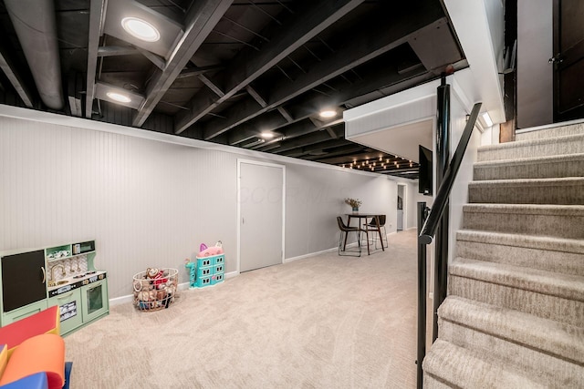 431 Glen Echo Cir, Columbus, OH 43202 - finished below grade area with stairs and carpet flooring