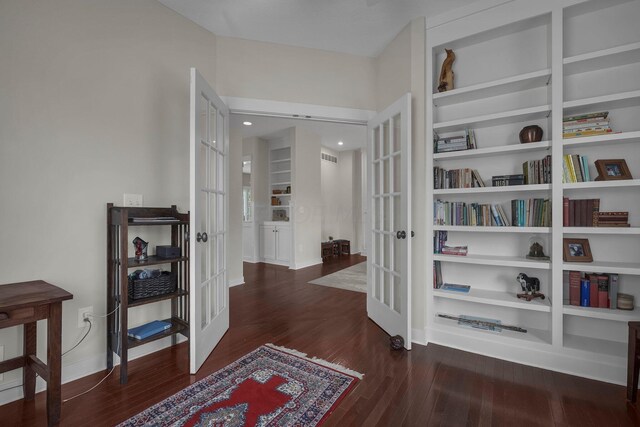 14980 Robins Rd, Johnstown, OH 43031 - hallway with french doors, wood finished floors, and baseboards