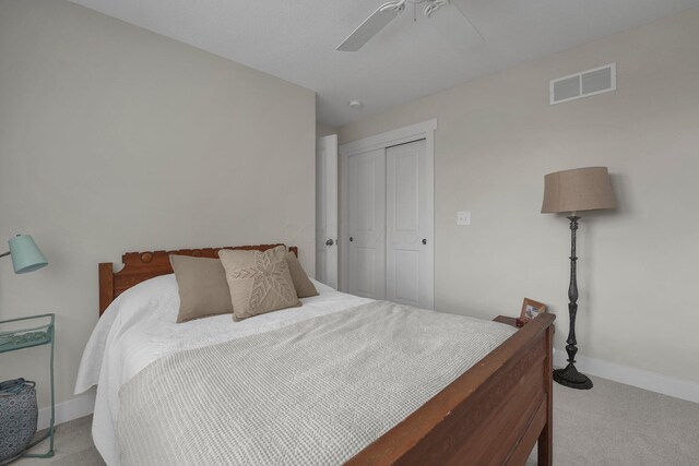 14980 Robins Rd, Johnstown, OH 43031 - bedroom with carpet flooring, a closet, baseboards, and a ceiling fan