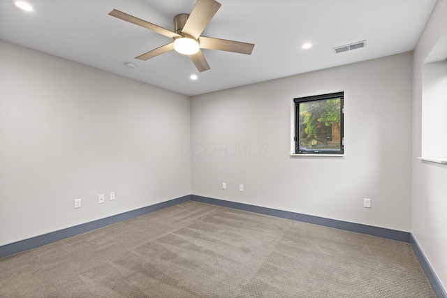 123 Aston Row Ln, Columbus, OH 43201 - carpeted spare room featuring ceiling fan, recessed lighting, and baseboards