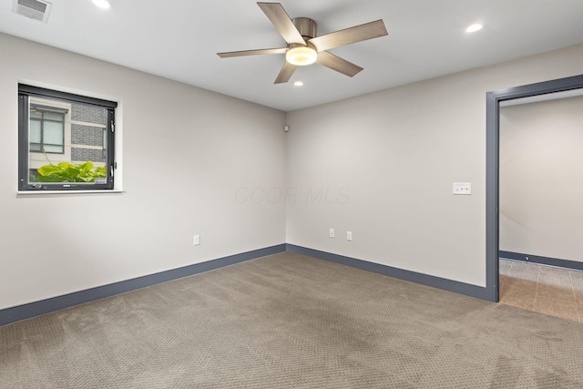 123 Aston Row Ln, Columbus, OH 43201 - carpeted spare room with ceiling fan, recessed lighting, and baseboards