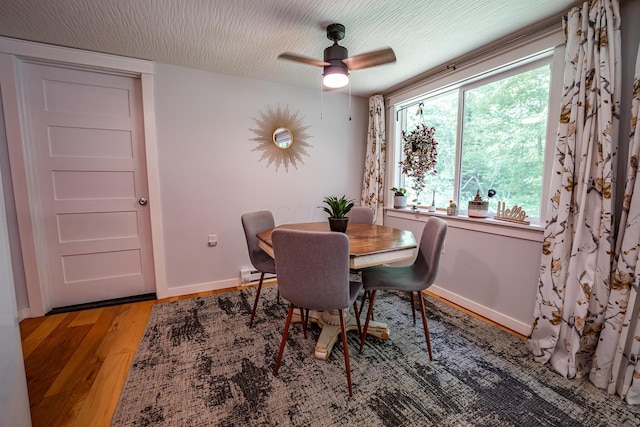 2719 Sulphur Lick Rd, Chillicothe, OH 45601 - dining area with light wood-style flooring, baseboards, and ceiling fan