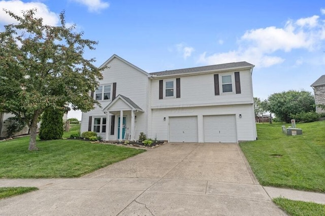 5208 Nightshadow Dr, Westerville, OH 43081 - traditional-style house featuring a garage, driveway, and a front lawn
