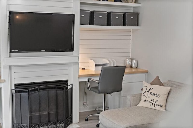 5208 Nightshadow Dr, Westerville, OH 43081 - office with wood finished floors and a fireplace