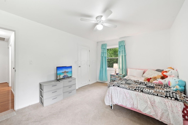 385 Taylor Blair Rd, West Jefferson, OH 43162 - bedroom with carpet, baseboards, and ceiling fan