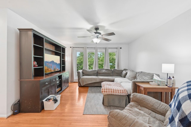 385 Taylor Blair Rd, West Jefferson, OH 43162 - living area with a ceiling fan and light wood-style flooring