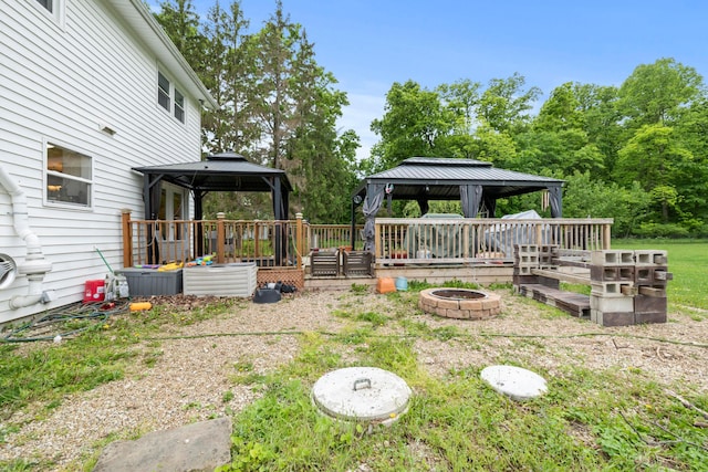 4736 Roberts Rd, Caledonia, OH 43314 - view of yard with a gazebo and a fire pit