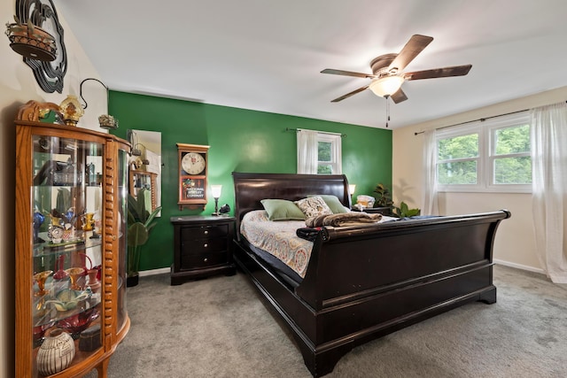 4736 Roberts Rd, Caledonia, OH 43314 - bedroom featuring carpet, baseboards, and a ceiling fan