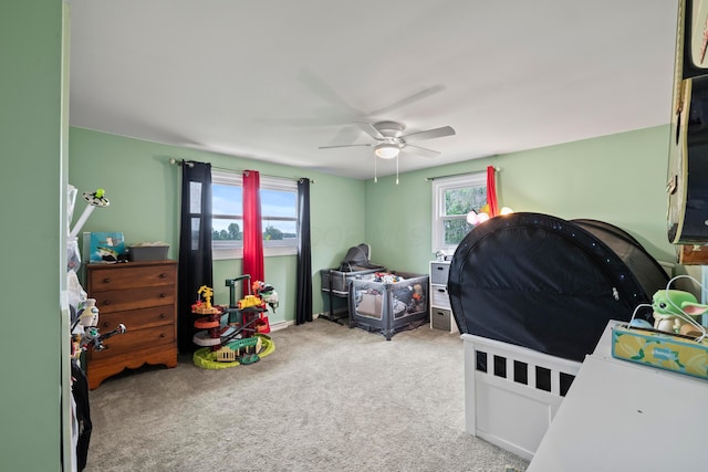 4736 Roberts Rd, Caledonia, OH 43314 - carpeted bedroom featuring multiple windows and ceiling fan