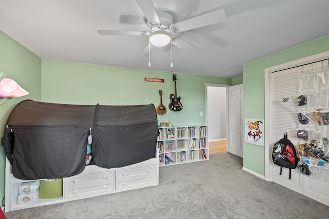 4736 Roberts Rd, Caledonia, OH 43314 - carpeted bedroom with ceiling fan and baseboards