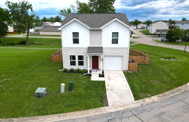 324 Genoa Rd, Commercial Point, OH 43116 - view of front of house with roof with shingles, concrete driveway, a front lawn, and a garage