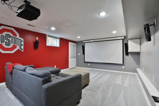 72 Glenmont Ave, Columbus, OH 43214 - cinema room featuring recessed lighting, light colored carpet, and baseboards