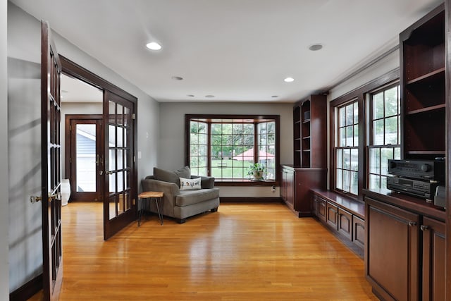 72 Glenmont Ave, Columbus, OH 43214 - sitting room featuring french doors, light wood-type flooring, recessed lighting, and baseboards