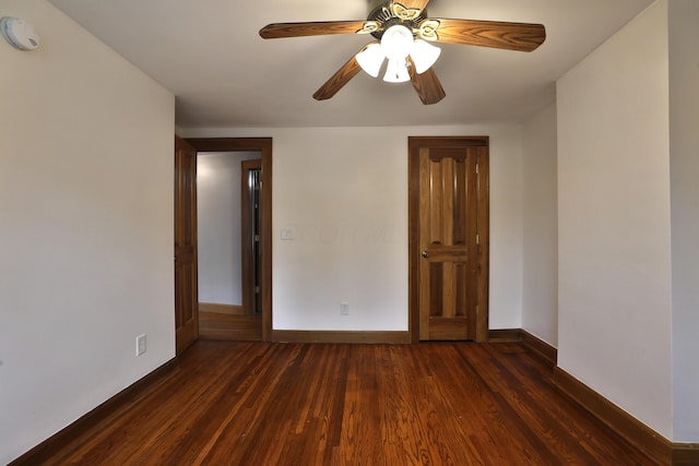 72 Glenmont Ave, Columbus, OH 43214 - empty room with baseboards, a smoke detector, wood finished floors, and ceiling fan