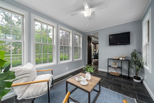 2656 Fair Ave, Columbus, OH 43209 - sunroom / solarium with baseboards, plenty of natural light, and stone tile flooring