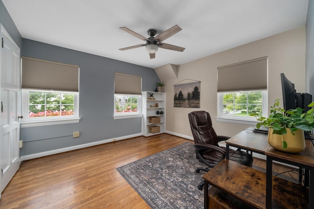 2656 Fair Ave, Columbus, OH 43209 - office space with ceiling fan, wood finished floors, and baseboards