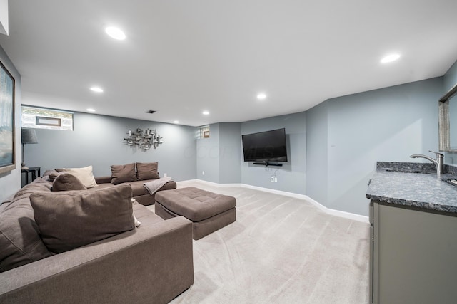 2656 Fair Ave, Columbus, OH 43209 - living area with recessed lighting, light colored carpet, and baseboards