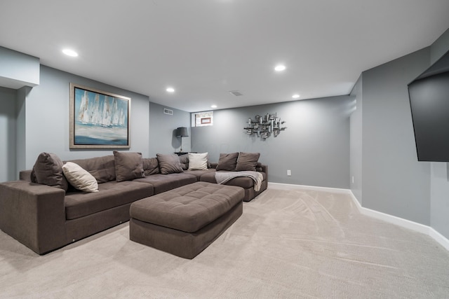 2656 Fair Ave, Columbus, OH 43209 - living room with recessed lighting, light colored carpet, and baseboards