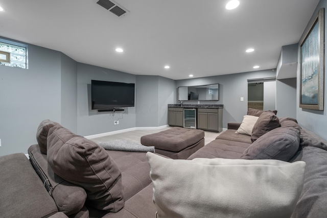2656 Fair Ave, Columbus, OH 43209 - living area with beverage cooler, recessed lighting, and baseboards
