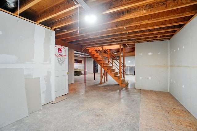 2580 Lafayette Plain City Rd, London, OH 43140 - unfinished basement with stairway