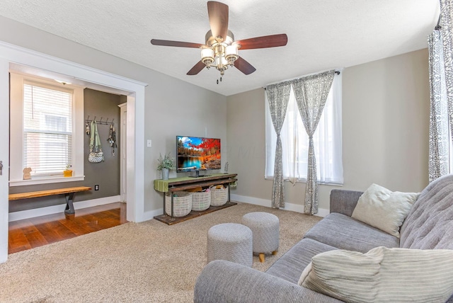 141 E 5th Ave, Lancaster, OH 43130 - living area featuring carpet, a ceiling fan, and baseboards