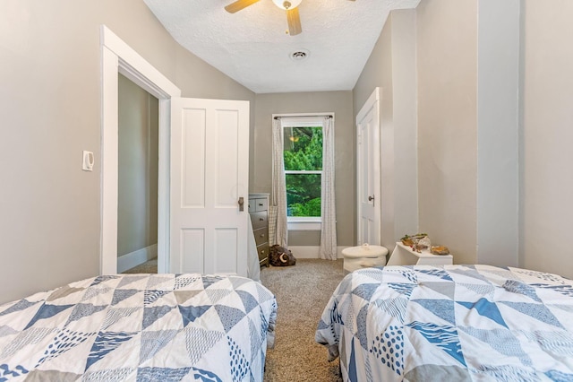 141 E 5th Ave, Lancaster, OH 43130 - carpeted bedroom with a textured ceiling and ceiling fan