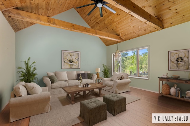 15216 Grove Rd SW Unit Tp142, Port Washington, OH 43837 - living room with wood ceiling, ceiling fan, wood-type flooring, and baseboards