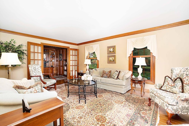 5714 Zetland Ct, Dublin, OH 43017 - living room featuring wood finished floors, ornamental molding, and baseboards