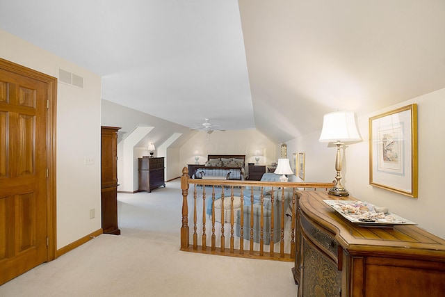 5714 Zetland Ct, Dublin, OH 43017 - corridor featuring carpet flooring, vaulted ceiling, and baseboards