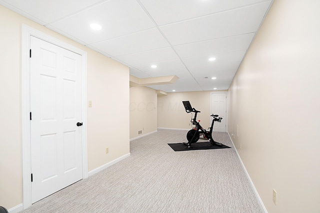 5714 Zetland Ct, Dublin, OH 43017 - workout area featuring carpet, recessed lighting, and baseboards