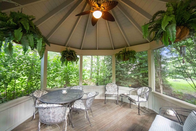5714 Zetland Ct, Dublin, OH 43017 - sunroom / solarium with a ceiling fan and outdoor dining space
