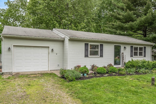 5250 Summit Rd SW, Pataskala, OH 43062 - view of front of home featuring dirt driveway, a front lawn, a garage, and roof with shingles