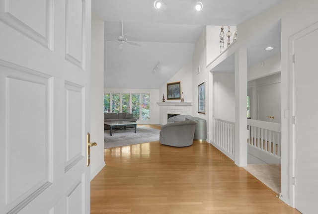 744 Old Oak Trce, Columbus, OH 43235 - hallway featuring light wood-type flooring, recessed lighting, and high vaulted ceiling