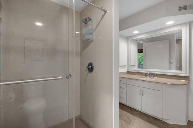 744 Old Oak Trce, Columbus, OH 43235 - full bathroom with a shower stall, vanity, baseboards, and recessed lighting