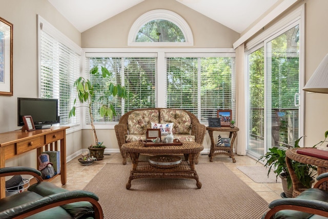 165 Tinley Park Cir, Delaware, OH 43015 - sunroom / solarium with lofted ceiling and tile patterned flooring