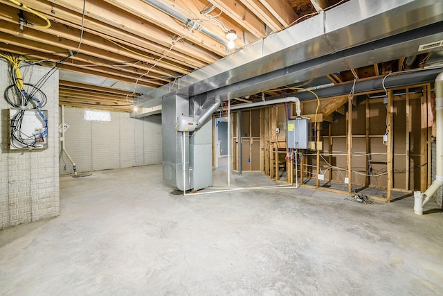 56 Dellenbaugh Loop, Etna, OH 43062 - unfinished basement with water heater, heating unit, and drainage system