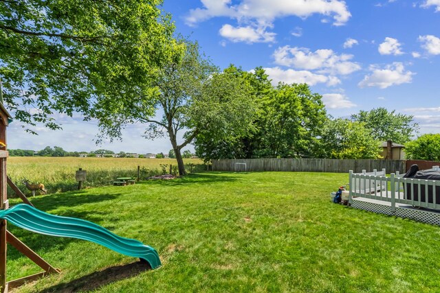 5690 Brinkley Ct, Columbus, OH 43235 - view of yard with a playground and a wooden deck