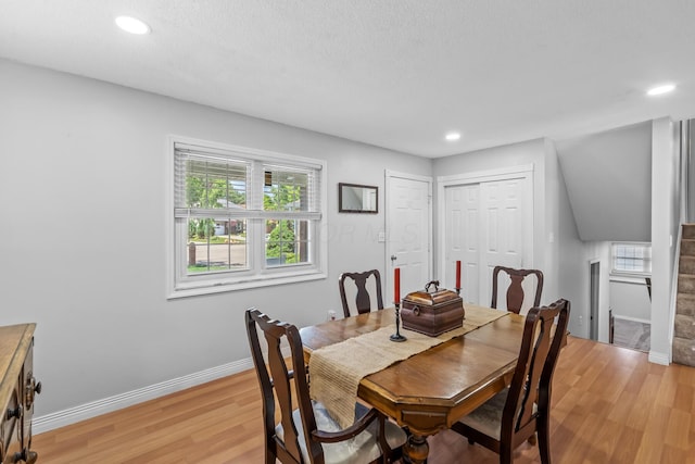 5690 Brinkley Ct, Columbus, OH 43235 - dining area featuring light wood-type flooring, recessed lighting, and stairs