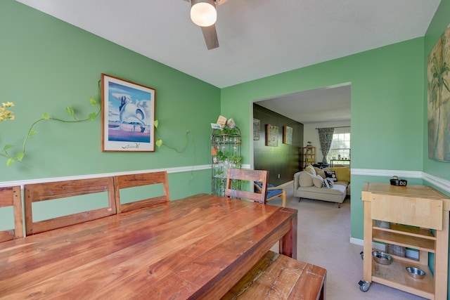 655 Providence Ave Unit 9-655J, Columbus, OH 43214 - dining room with a ceiling fan, carpet floors, and baseboards