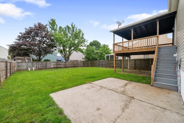 1047 Cherry Bud Dr, Columbus, OH 43228 - view of yard with stairs, a patio area, and a wooden deck