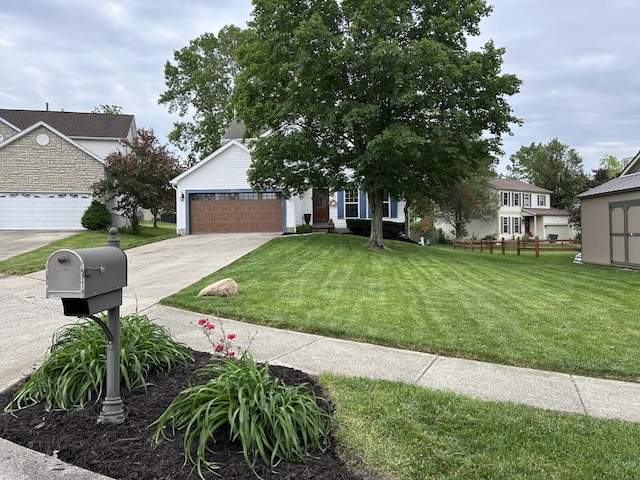 5321 Longshadow Dr, Westerville, OH 43081 - view of front of property with concrete driveway, a front yard, and an attached garage