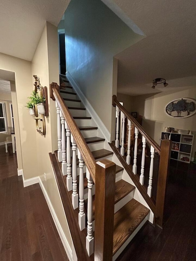 5321 Longshadow Dr, Westerville, OH 43081 - staircase featuring baseboards and wood finished floors