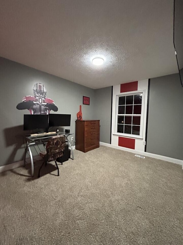 5321 Longshadow Dr, Westerville, OH 43081 - home office featuring a textured ceiling, baseboards, and carpet