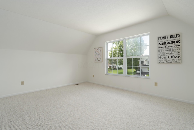 3899 Hampshire Ave, Powell, OH 43065 - additional living space featuring vaulted ceiling, carpet, and baseboards
