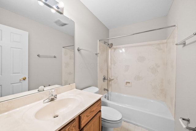 857 Village Dr, Delaware, OH 43015 - bathroom featuring toilet, washtub / shower combination, vanity, and tile patterned flooring