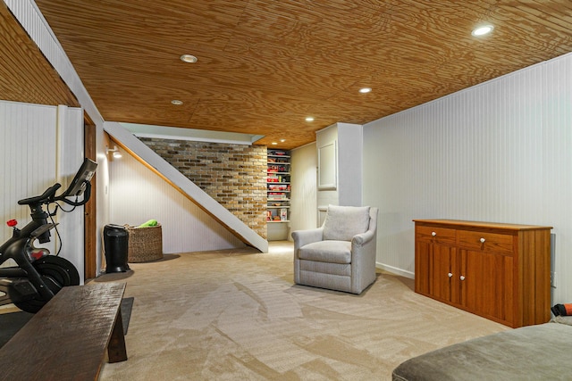 1332 Castleton Rd N, Columbus, OH 43220 - finished basement featuring wood ceiling, carpet floors, and recessed lighting