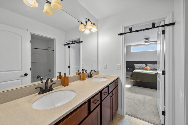 5781 Glendavon Loop, Dublin, OH 43016 - full bathroom with ensuite bathroom, double vanity, tile patterned flooring, and a shower